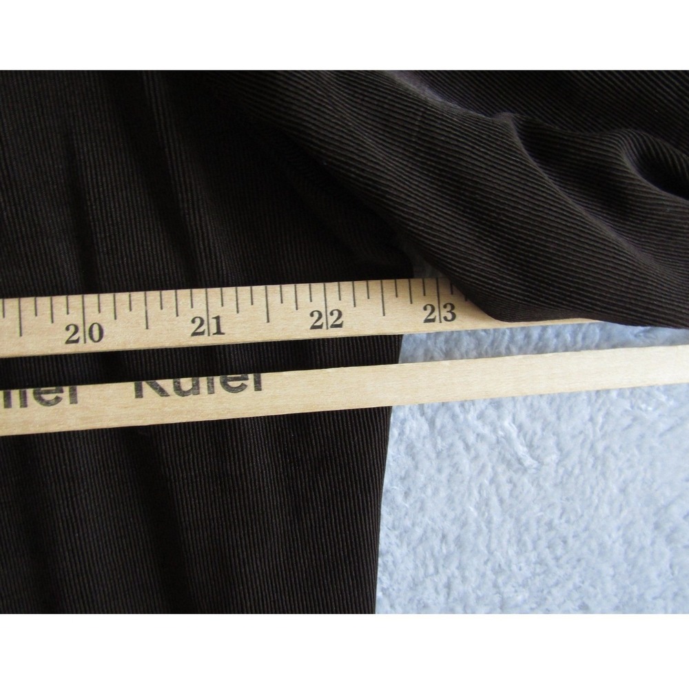 Travelers by Chico's Brown Ribbed Cardigan Duster Open Front Ruffle Neck Size 3 - Picture 7 of 9